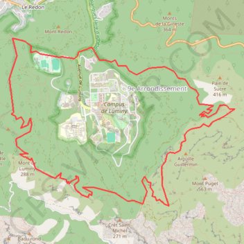 Itinéraire Luminy - Grand Tour, distance, dénivelé, altitude, carte, profil, trace GPS