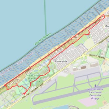 Itinéraire GPX Download: Würzburg Riese-radar Raversyde – Panoramamuur Luchtfoto's WO2 rondtocht vanuit Atlantikwall Raversyde - Anno 1465, distance, dénivelé, altitude, carte, profil, trace GPS