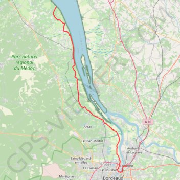 Itinéraire Lormont - La Maison du Douanier, Saint-Christoly-Médoc, distance, dénivelé, altitude, carte, profil, trace GPS