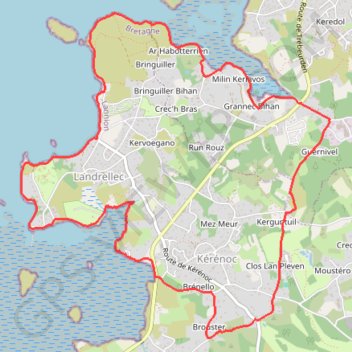 Itinéraire La presquîle de Landrellec - Destination Trail Côte de Granit Rose Baie de Morlaix, distance, dénivelé, altitude, carte, profil, trace GPS