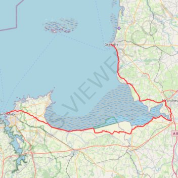 Itinéraire 1 - Etape 8 GPX_St Malo - Granville, distance, dénivelé, altitude, carte, profil, trace GPS