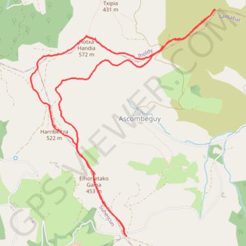 Itinéraire HOCHAHANDIA depuis le Col des Palombières, distance, dénivelé, altitude, carte, profil, trace GPS