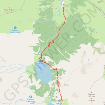 Itinéraire Lac d'Espingo - Granges d'Astau, distance, dénivelé, altitude, carte, profil, trace GPS