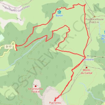 Itinéraire Rando puy griou, distance, dénivelé, altitude, carte, profil, trace GPS