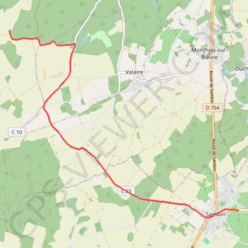 Itinéraire Sambin -Chaumont OpenRunner, distance, dénivelé, altitude, carte, profil, trace GPS