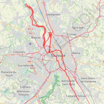Itinéraire Castanet Gagnac, distance, dénivelé, altitude, carte, profil, trace GPS