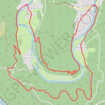 Itinéraire Thilay - Haulmé - Navaux - La Semoy, distance, dénivelé, altitude, carte, profil, trace GPS