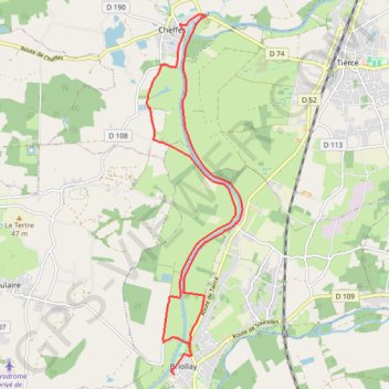 Itinéraire Au fil de la Sarthe - Briollay, distance, dénivelé, altitude, carte, profil, trace GPS