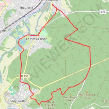 Itinéraire Rando à montmacq, distance, dénivelé, altitude, carte, profil, trace GPS