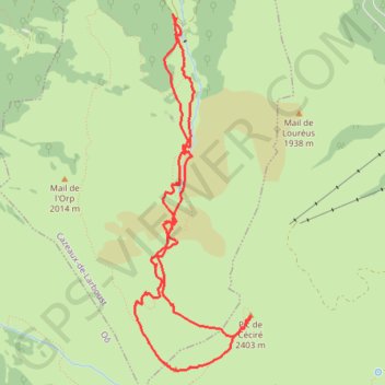 Itinéraire Ski de randonnée au Céciré, distance, dénivelé, altitude, carte, profil, trace GPS