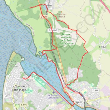 Itinéraire Etaples Le Touquet, distance, dénivelé, altitude, carte, profil, trace GPS