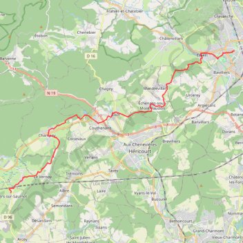 Itinéraire Belfort (FJT) - Villers sur Saulnot (auberge), distance, dénivelé, altitude, carte, profil, trace GPS