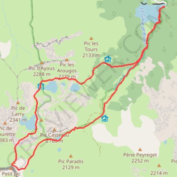 Itinéraire Tour des Lacs d'Ayous et Pic des Moines, distance, dénivelé, altitude, carte, profil, trace GPS