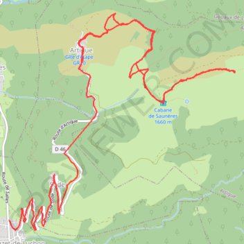 Itinéraire Artigue Cabane de Saunères et José, distance, dénivelé, altitude, carte, profil, trace GPS