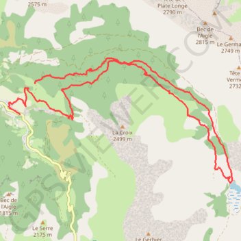 Itinéraire Jausiers Lans lac des Sagnes, distance, dénivelé, altitude, carte, profil, trace GPS