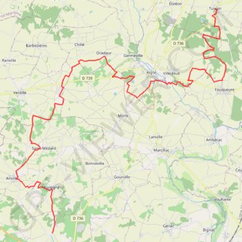 Itinéraire TCH Tusson - Rouillac, distance, dénivelé, altitude, carte, profil, trace GPS