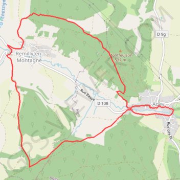 Itinéraire Agey, distance, dénivelé, altitude, carte, profil, trace GPS