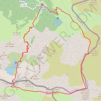 Itinéraire Soum de l'Escalette, ports de la Picade et de Venasque depuis l'Hospice de France, distance, dénivelé, altitude, carte, profil, trace GPS