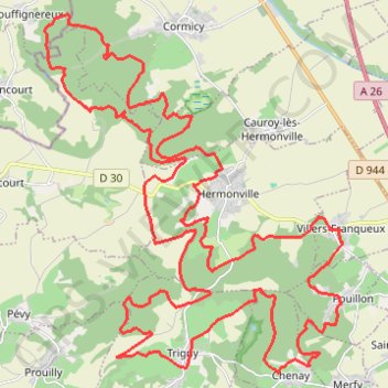 Itinéraire Rando de Villers Franqueux, distance, dénivelé, altitude, carte, profil, trace GPS
