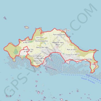 Itinéraire Ile de Batz, distance, dénivelé, altitude, carte, profil, trace GPS