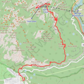 Itinéraire Collbató - Monestir de Montserrat, distance, dénivelé, altitude, carte, profil, trace GPS