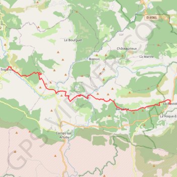 Itinéraire La bastide trigance par GR 49, distance, dénivelé, altitude, carte, profil, trace GPS