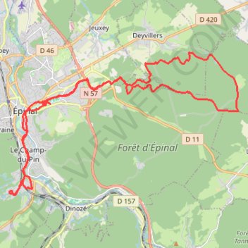 Itinéraire Trail des Terroirs Vosgiens - Épinal, distance, dénivelé, altitude, carte, profil, trace GPS