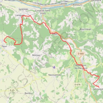 Itinéraire jour2 la bouquerie —> la faux, distance, dénivelé, altitude, carte, profil, trace GPS