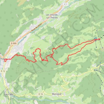 Itinéraire Beauregard, à partir de Thônes, distance, dénivelé, altitude, carte, profil, trace GPS