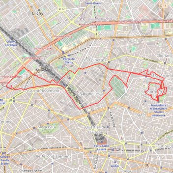 Itinéraire Run à la fraîche 🥶 en mode Trail Butte MontMartre 😱 de Paris 🥰 🐟 avec quelques côtelettes 🐑, distance, dénivelé, altitude, carte, profil, trace GPS