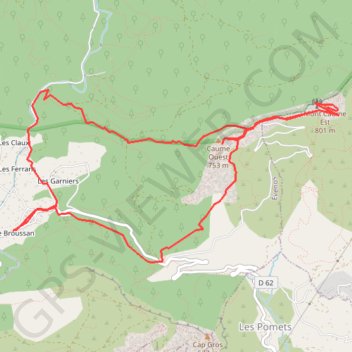 Itinéraire Mont Caume depuis le Broussan, distance, dénivelé, altitude, carte, profil, trace GPS