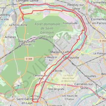 Itinéraire Berges de la Seine : Conflans - Saint Germain, distance, dénivelé, altitude, carte, profil, trace GPS