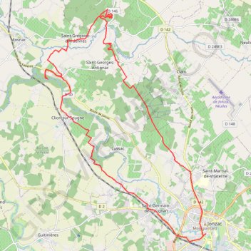 Itinéraire Jonzac, Terriers de Cordis et retour par le val de Seugne - 9510 - UtagawaVTT.com, distance, dénivelé, altitude, carte, profil, trace GPS