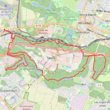 Itinéraire Saint Cyr l'Ecole, distance, dénivelé, altitude, carte, profil, trace GPS