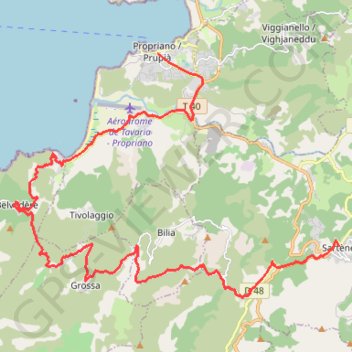 Itinéraire Ajaccio - Bonifacio - Étape 4, distance, dénivelé, altitude, carte, profil, trace GPS