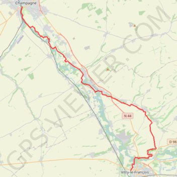 Itinéraire La Via Francigena - Châlons-en-Champagne - Vitry-le-François, distance, dénivelé, altitude, carte, profil, trace GPS