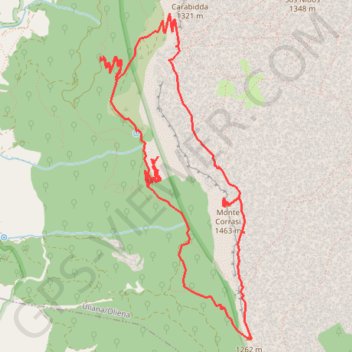 Itinéraire Oliena: Sas Prunas, Daddana, Tuones, Punta Corrasi, Iscala '..., distance, dénivelé, altitude, carte, profil, trace GPS