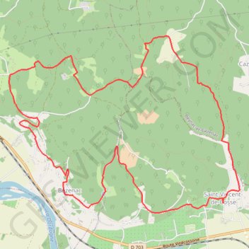 Itinéraire Saint-Viencent-de-Cosse - Bézenac, distance, dénivelé, altitude, carte, profil, trace GPS