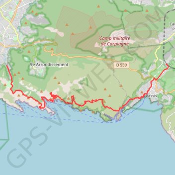 Itinéraire Marseille (les beaumettes) - Cassis, distance, dénivelé, altitude, carte, profil, trace GPS