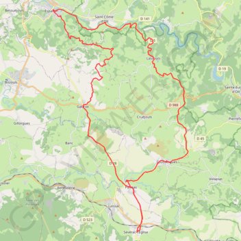 Itinéraire Circuit d'Espalion - Séverac-l'Église, distance, dénivelé, altitude, carte, profil, trace GPS