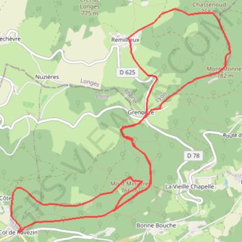 Itinéraire Le mont-monnet, distance, dénivelé, altitude, carte, profil, trace GPS