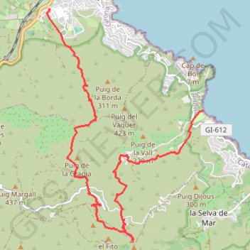 Itinéraire Llansa - St Salvador - St Pere de Rodes - La Vall - Llansa, distance, dénivelé, altitude, carte, profil, trace GPS