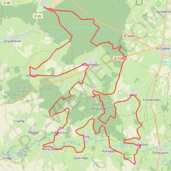 Itinéraire Le Nouvion-en-Thiérache, distance, dénivelé, altitude, carte, profil, trace GPS
