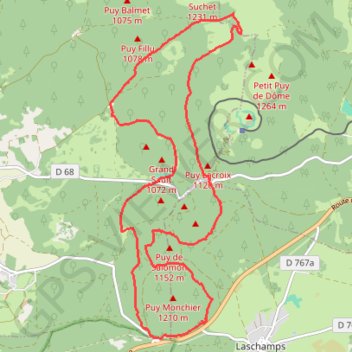 Itinéraire Le puy Besace et d'autres, distance, dénivelé, altitude, carte, profil, trace GPS