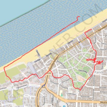Itinéraire La Panne, distance, dénivelé, altitude, carte, profil, trace GPS