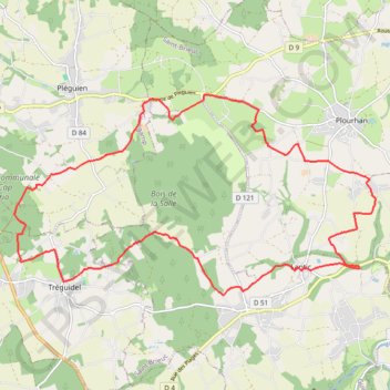 Itinéraire Autour du Bois de la Salle - Pléguien-Le-Roha, distance, dénivelé, altitude, carte, profil, trace GPS