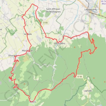 Itinéraire Fonbruno - Montalric, distance, dénivelé, altitude, carte, profil, trace GPS