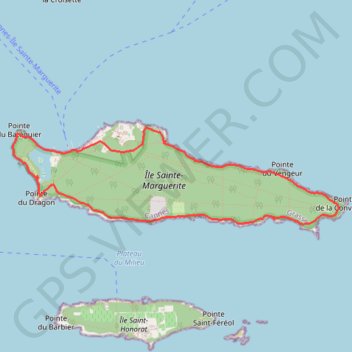 Itinéraire L'ile Sainte Marguerite, distance, dénivelé, altitude, carte, profil, trace GPS