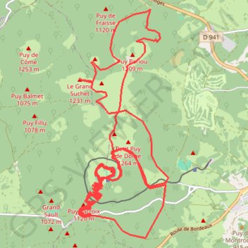 Itinéraire PUY DE DOME PREPA TEMPLIER, distance, dénivelé, altitude, carte, profil, trace GPS
