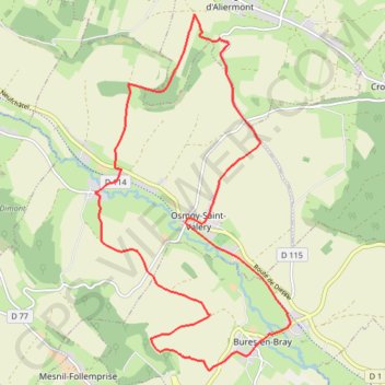 Itinéraire Circuit de Bures-en-Bray, distance, dénivelé, altitude, carte, profil, trace GPS